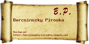 Bercsinszky Piroska névjegykártya